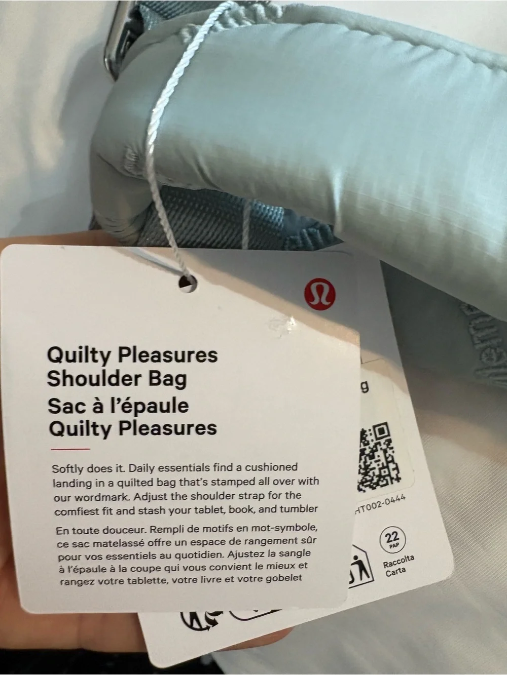 NWT: Lululemon Quilty Pleasures Shoulder Bag 14L - Color- Pelican